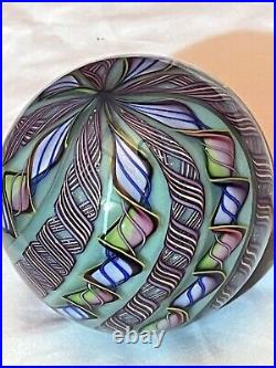 Original By James Alloway Dichroic Vibrant Ribbon Vortex Swirl Paperweight 3.3