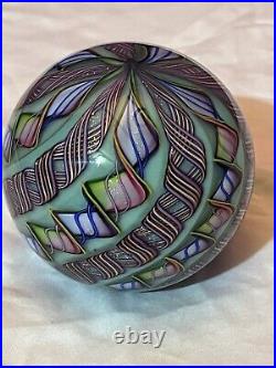 Original By James Alloway Dichroic Vibrant Ribbon Vortex Swirl Paperweight 3.3