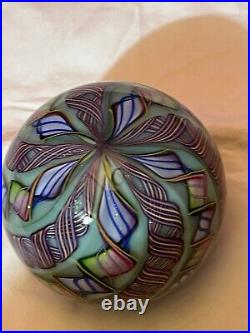 Original By James Alloway Dichroic Vibrant Ribbon Vortex Swirl Paperweight 3.3