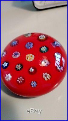 PARABELLE Glass 1990 millefiore Chinese red paperweight