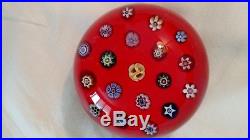 PARABELLE Glass 1990 millefiore Chinese red paperweight