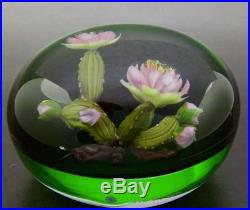 PAUL STANKARD Gorgeous Pink Flowers Bloom Art Glass Paperweight, Apr 3(diameter)