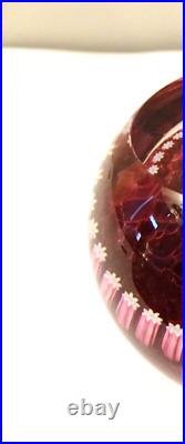 PERTHSHIRE Art Glass PP46 Closepacked Millefiori Heart RUBY Ground Paperweight
