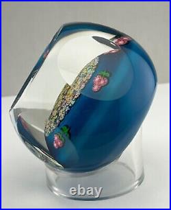 PERTHSHIRE Paperweight ClosePack Millefiori Turquoise Ground Pink Nosegays 1989