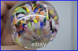Pair of Signed Rollin Karg Confetti Art Glass 2 3/4 2 1/2 Bubble Paperweight