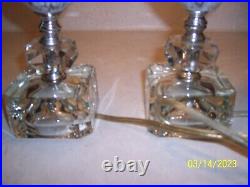 Pair of St. Clair Art Glass Paperweight Lamps White Calla Lilies Bubbles Rewired
