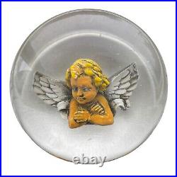 Paperweight Angel Cherub Heavy Rare Andrew Fote 4.5x3 Controlled Bubbles