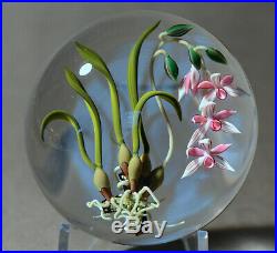 Paperweight, Chris Buzzini 1992, Orchids Growing on Tree Branch, Paper Weight