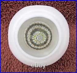 Paperweight Millefiori Cased Art Glass Faceted w White Cut into Clear Vintage