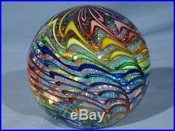 Paperweights Contemporary Art Glass Alloway 3.47inch Dichroic Rainbow #667