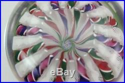 Parabelle 1992 4-Color Crown Mushroom Central Pansy Millefiori Cane Paperweight