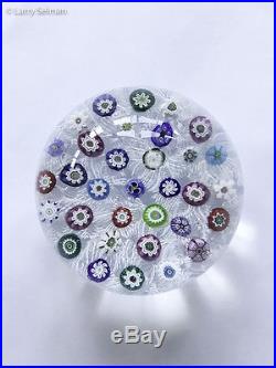 Parabelle Glass Scattered Millefiori Paperweight on Lace Signed PB 1992