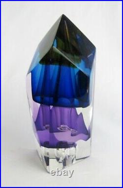 Paul Manners Studio Art Glass Modernist Prism 7 1/2 Sculpture Paperweight