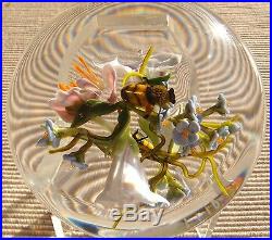 Paul Stankard Bouquet mit Honigbienen, Unikat, Paperweight, Briefbeschwerer