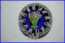 Paul YSART Paperweight Floral Bouquet Signed PY Lampwork Millefiori Art Glass
