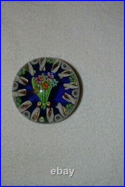 Paul YSART Paperweight Floral Bouquet Signed PY Lampwork Millefiori Art Glass