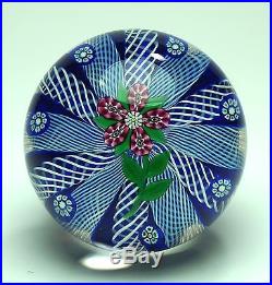 Paul Ysart millefiori flower Paperweight with PY Signature cane