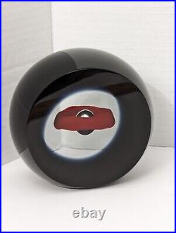 Pavel Havelka Signed Black And Red Sundown Art Glass Paperweight