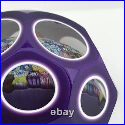 Perthshire 1974E Double Overlay Closepack Millefiori Faceted Purple Paperweight