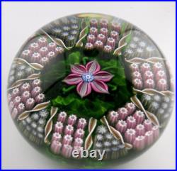 Perthshire 1981B Lampwork Flower Millefiori WithTwists Mottled Green Base