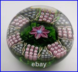 Perthshire 1981B Lampwork Flower Millefiori WithTwists Mottled Green Base