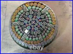 Perthshire 2000 Art Glass Paperweight PP213 Green Millefiori Radial Spokes Ltd