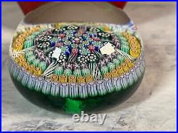 Perthshire 2000 Art Glass Paperweight PP213 Green Millefiori Radial Spokes Ltd