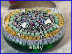 Perthshire 2000 Art Glass Paperweight PP213 Green Millefiori Radial Spokes Ltd