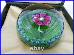 Perthshire Art Glass Millefiori Paperweight Floating Flower P Cane Center Boxed