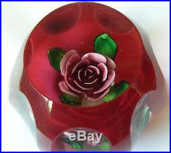 Perthshire Faceted Mauve Overlay Rose Paperweight