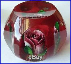 Perthshire Faceted Mauve Overlay Rose Paperweight