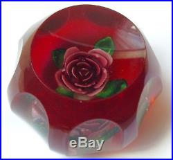 Perthshire Faceted Mauve Overlay Rose Paperweight