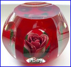 Perthshire Faceted Mauve Overlay Rose Paperweight