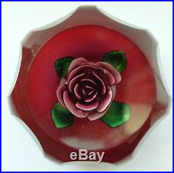 Perthshire Faceted Mauve Overlay Rose Paperweight