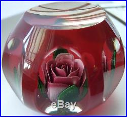 Perthshire Faceted Mauve Overlay Rose Paperweight