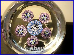 Perthshire Glass PP14 1981 L CANE Millefiori Clusters Faceted Paperweight