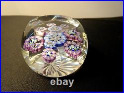 Perthshire Glass PP14 1981 L CANE Millefiori Clusters Faceted Paperweight