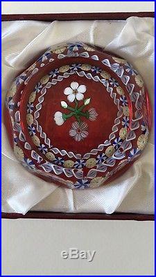 Perthshire Paperweight 1986 B Bouquet RARE w Canes Flowers Faceted Scotland