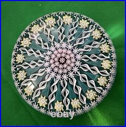 Perthshire Paperweight Millefiori Patterned Twist Turquoise, Blue, Pink Green