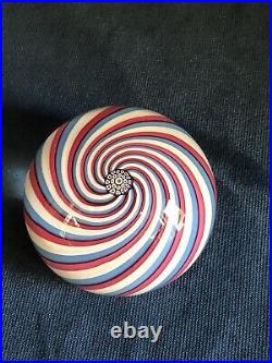 Perthshire Paperweight Vintage 1980 Pink Blue and White Swirl Millefiori Center
