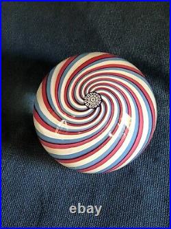 Perthshire Paperweight Vintage 1980 Pink Blue and White Swirl Millefiori Center