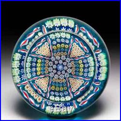 Perthshire Paperweights 1978 patterned millefiori cross faceted paperweight