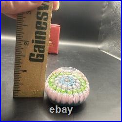 Perthshire Paperweights Milliefiori Green and pink and blue small withoriginal box