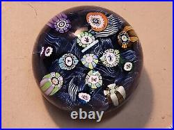 Perthshire Spaced Silhouette & Complex Millefiori WithBlue Lace Ground Paperweight