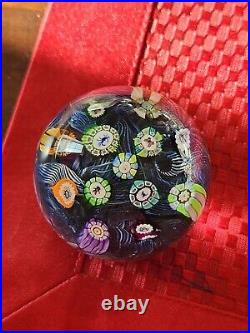 Perthshire Spaced Silhouette & Complex Millefiori WithBlue Lace Ground Paperweight