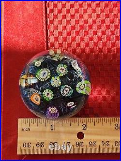 Perthshire Spaced Silhouette & Complex Millefiori WithBlue Lace Ground Paperweight