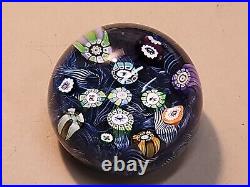 Perthshire Spaced Silhouette & Complex Millefiori WithBlue Lace Ground Paperweight