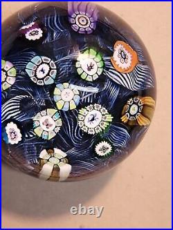 Perthshire Spaced Silhouette & Complex Millefiori WithBlue Lace Ground Paperweight