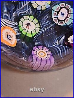 Perthshire Spaced Silhouette & Complex Millefiori WithBlue Lace Ground Paperweight