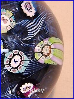 Perthshire Spaced Silhouette & Complex Millefiori WithBlue Lace Ground Paperweight